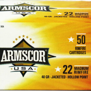 ARMSCOR 22WMR 40GR JHP 1875FPS
